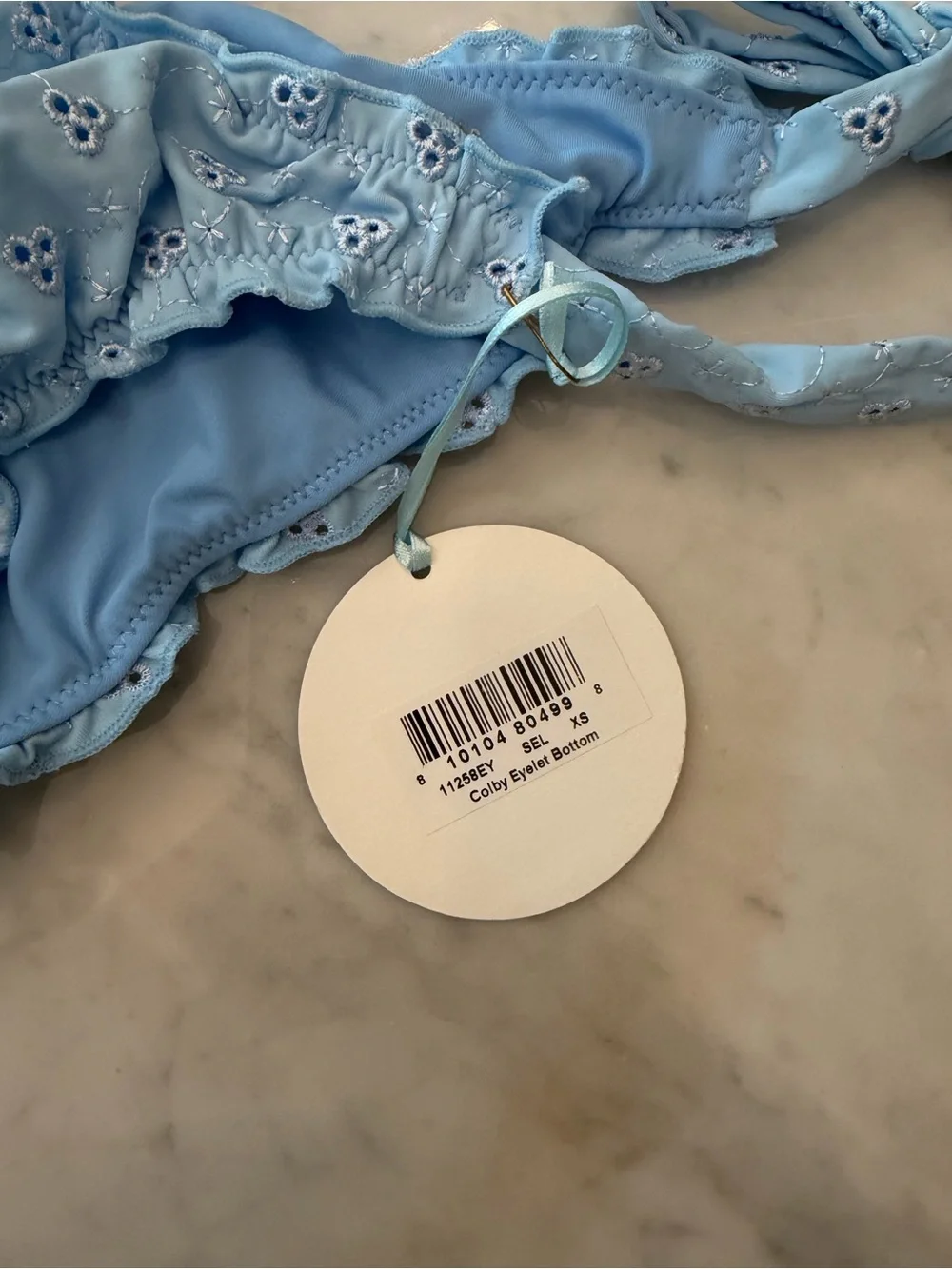 Frankie's Bikinis Light Blue Eyelet Tie-Side Swim Bottom